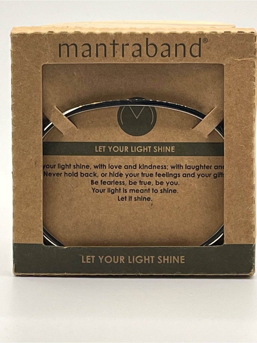 MantraBand Silver and Black Inspirational Bangle Bracelet